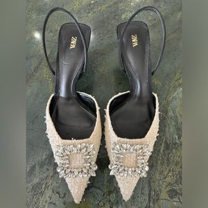 COPY - Zara Rhinestone Heel Slingbacks. Size 39. Worn twice.
